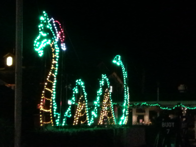 Cecil the Sea Serpent at night, Long Beach